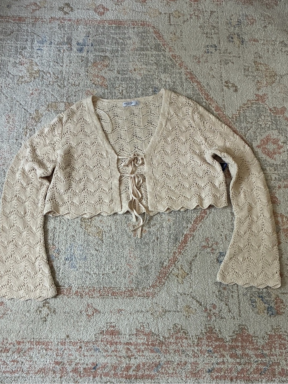 NWT-Arizona Crop Crochet Tie-Front Cardigan-Size XL